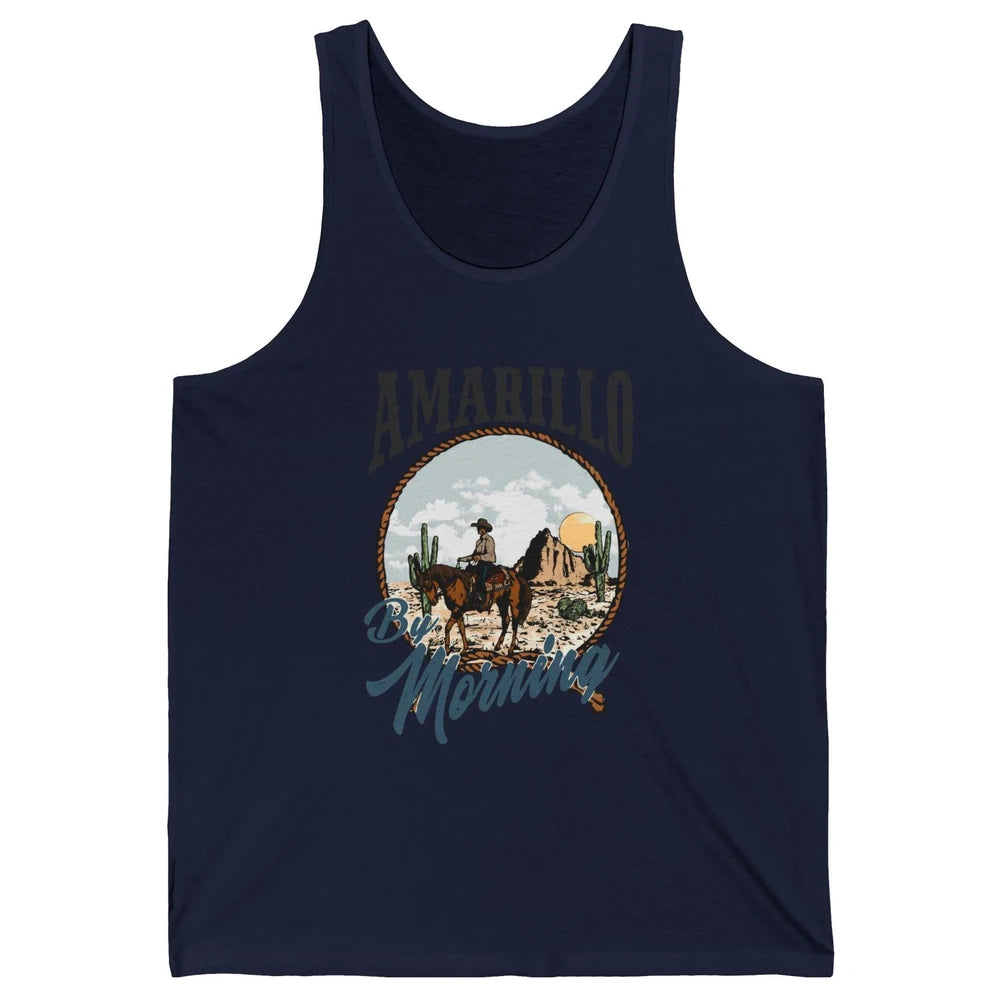 Retro Desert Cowboy Riding Horse Amarillo By Morning Western Unisex Jersey Tank