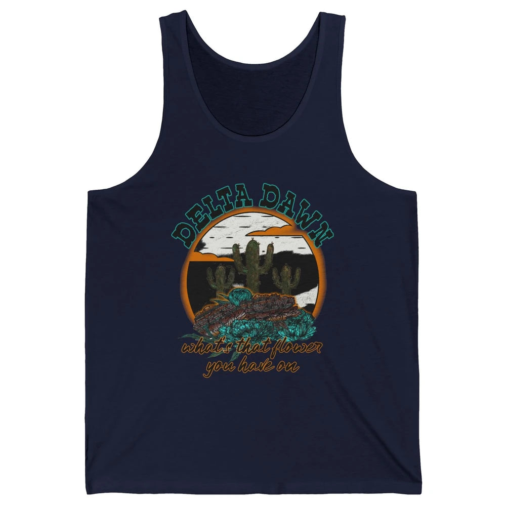 Retro Desert Night Delta Dawn What's That Flower Western Unisex Jersey Tank
