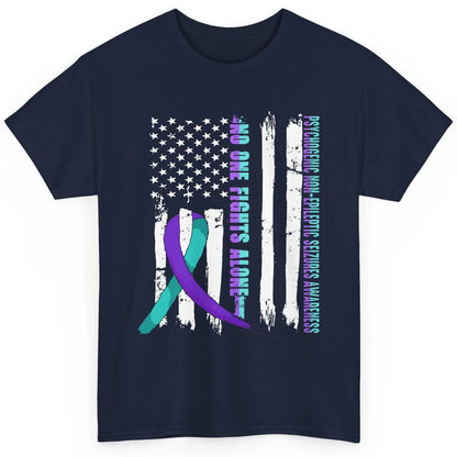 PNES Awareness Purple Teal Ribbon No One Fight Alone US Flag Classic Unisex T-Shirt