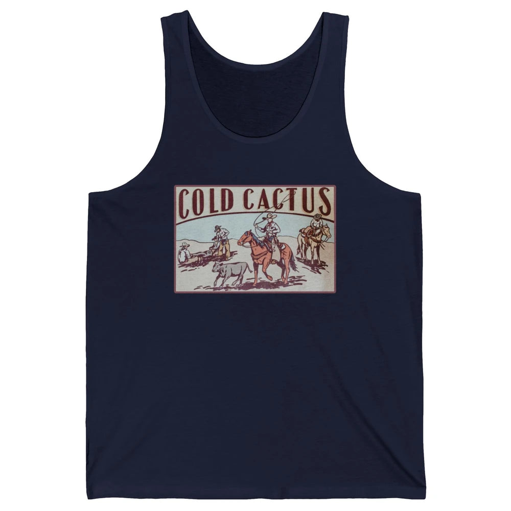 Retro Cowboy Horseback Rider Cold Cactus Western Country Unisex Jersey Tank