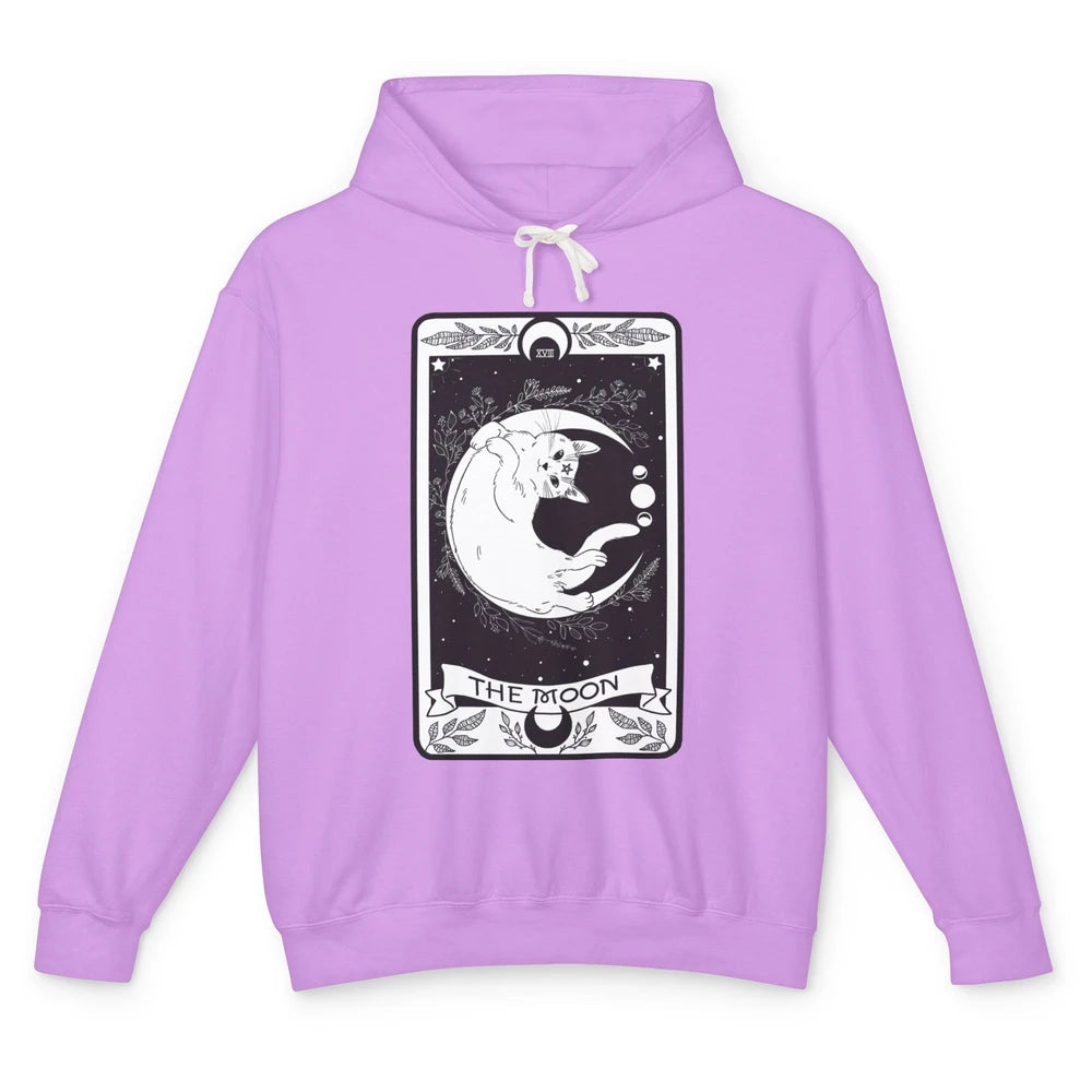 Retro Halloween Gothic Cat The Moon Tarot Card Witchcraft Unisex Lightweight Hoodie