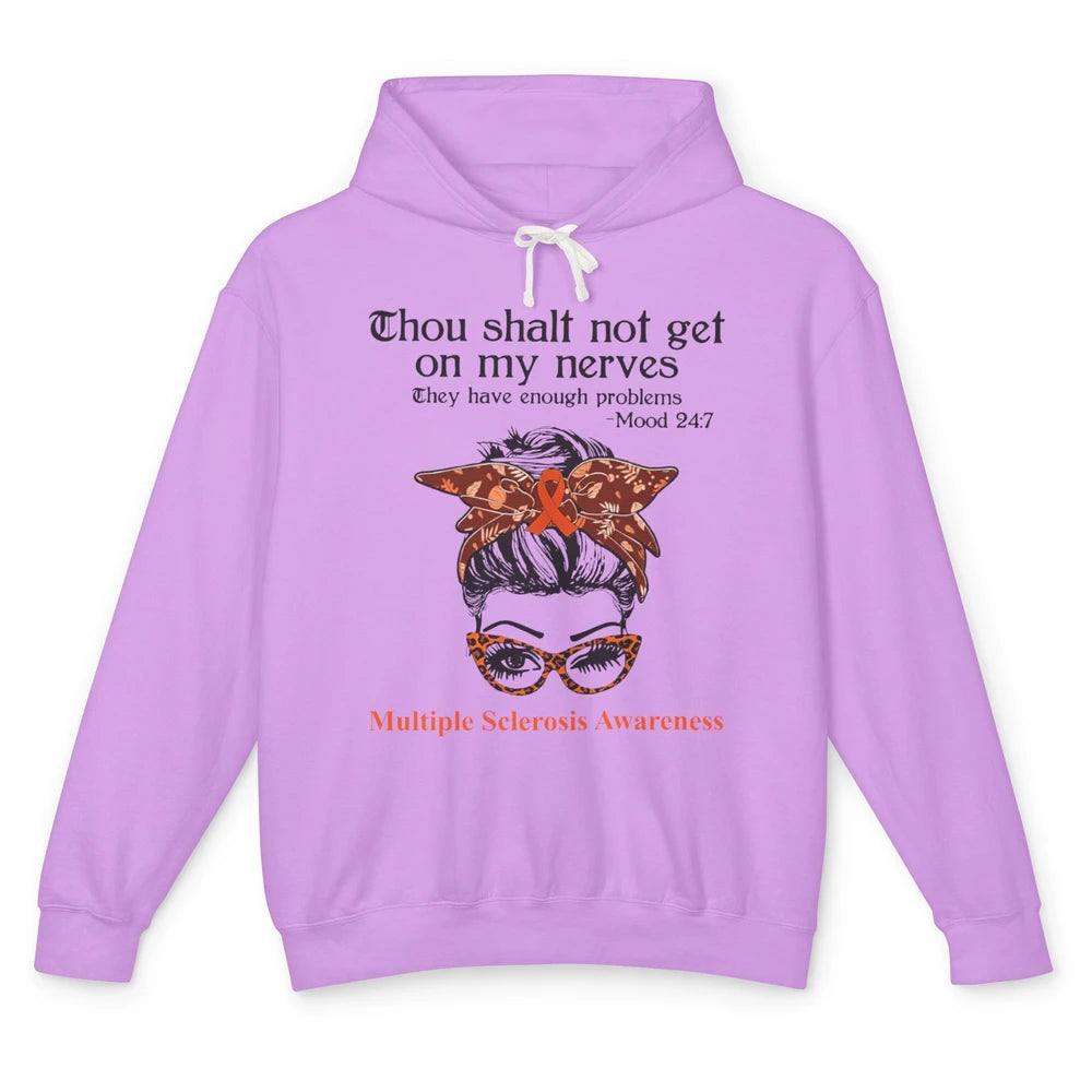 Multiple Sclerosis Awareness Messy Bun Ms Cancer Warrior Unisex Lightweight Hoodie