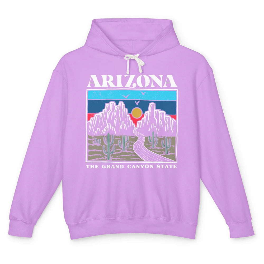 Retro Arizona Cactus Mountain The Grand Canyon State Hiking Unisex Lightweight Hoodie