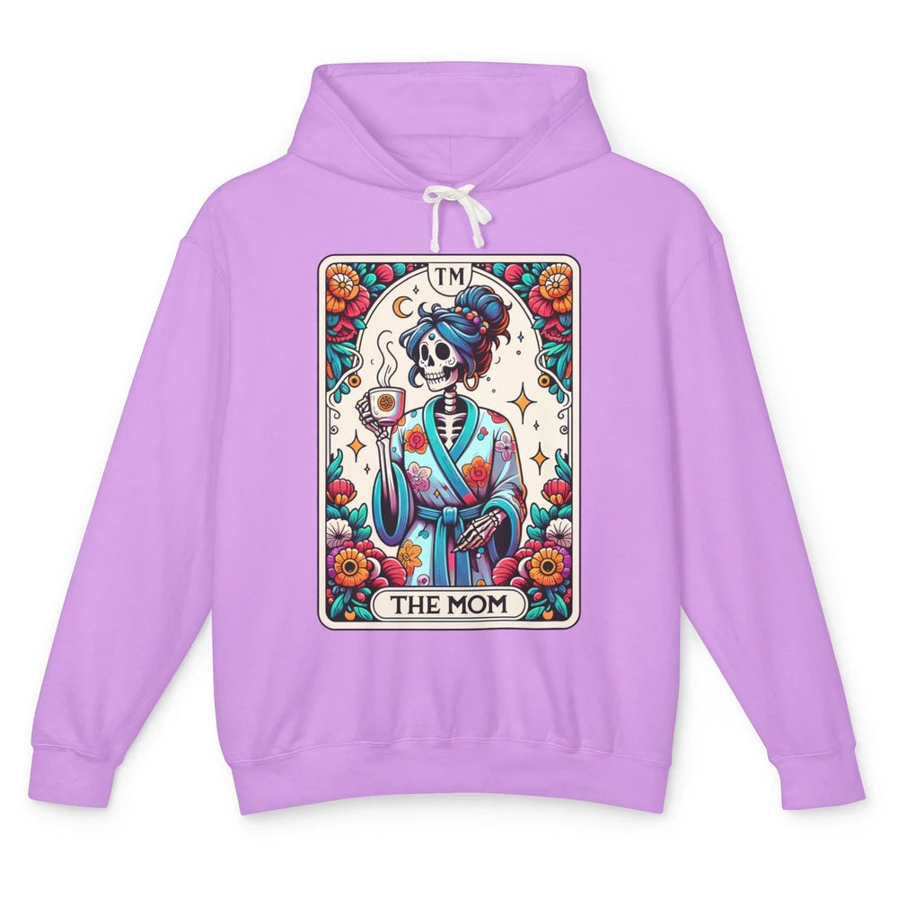 Retro Floral Skeleton The Mom Tarot Card Halloween Mom Life Unisex Lightweight Hoodie