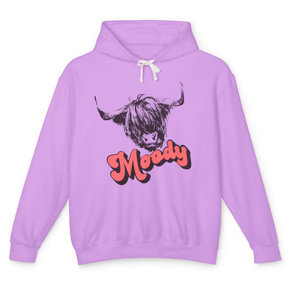 Retro Highland Heifer Moody Southern Cow Head Western Heifer Unisex Lightweight Hoodie