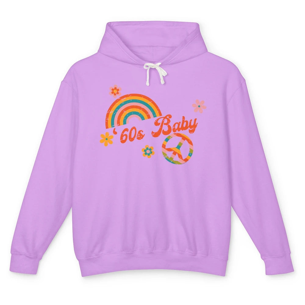 Retro Rainbow 60s Baby Made In 60s 1960s Born Birthday Day Unisex Lightweight Hoodie