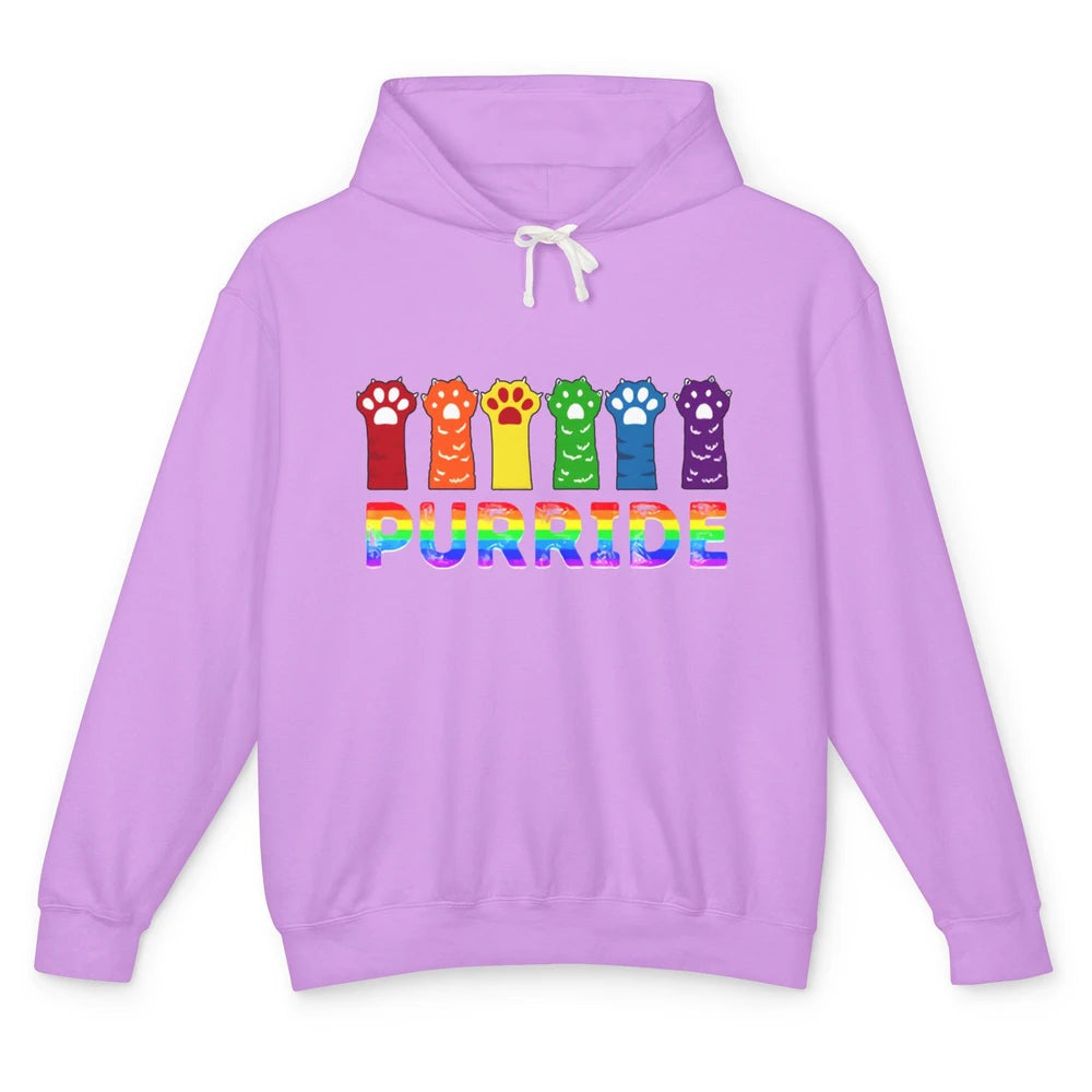 Purride Funny Cat Lover LGBT Pride Awareness Gift LGBT Month Unisex Lightweight Hoodie