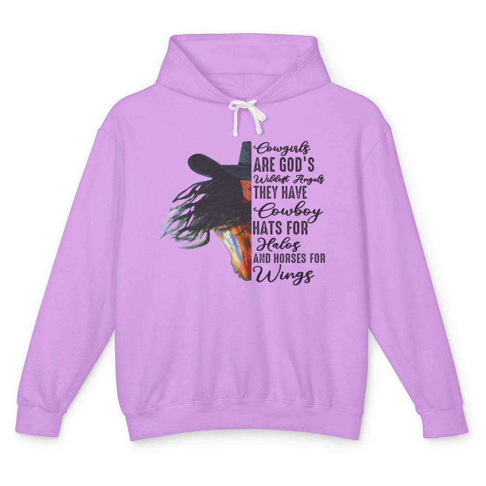 Retro Cowgirls Are God's Wildest Angel Western Country Rodeo Unisex Lightweight Hoodie