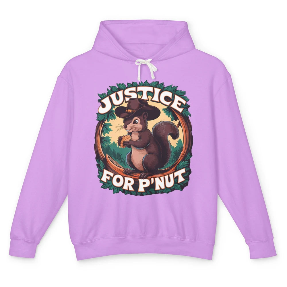 Justice For P'Nut Cute Peanut Squirrel Cowboy Funny Rodeo Howdy Western Country Unisex Lightweight Hoodie