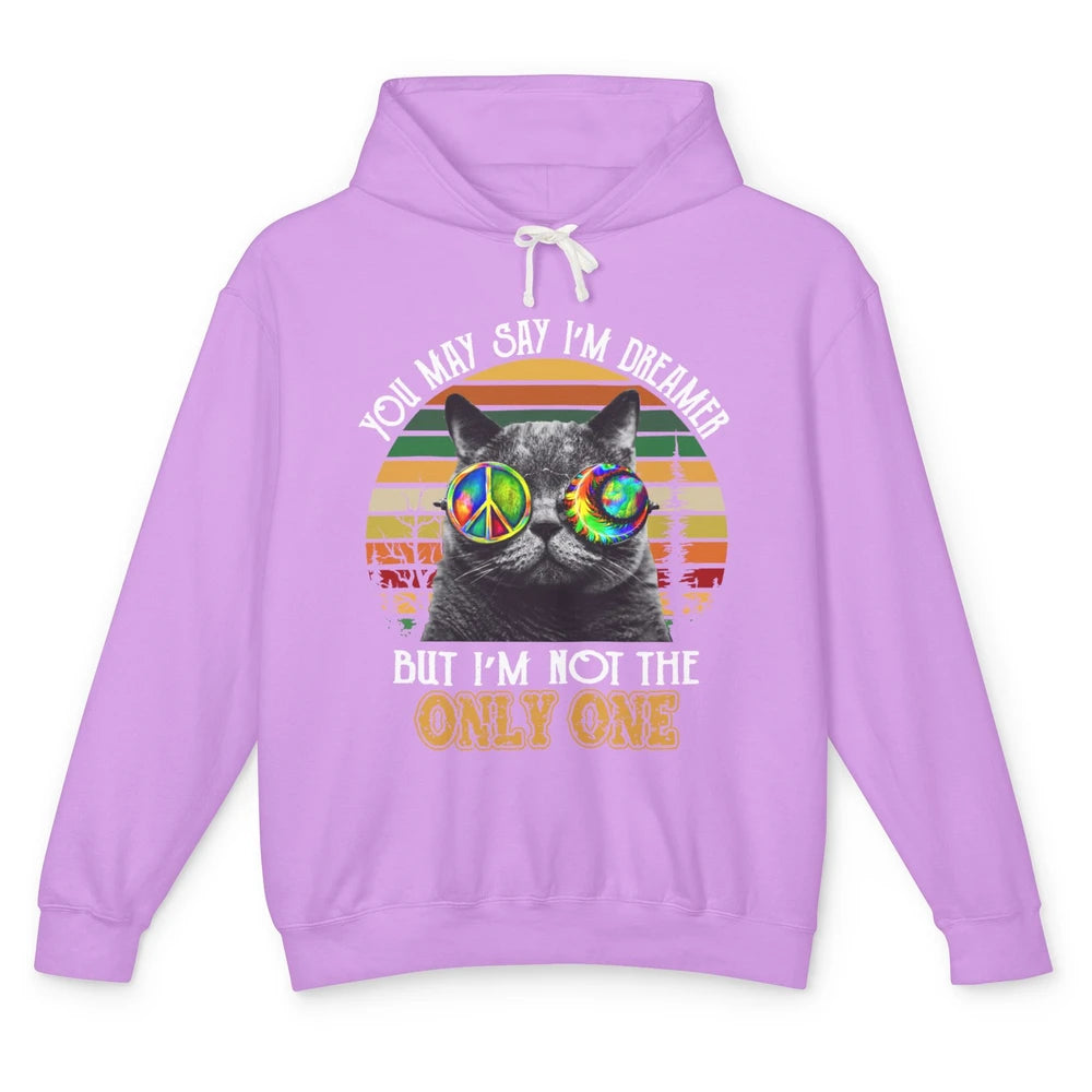 Retro Hippie Cat I'm A Dreamer Peace Lovers Hippie Soul Gift Unisex Lightweight Hoodie
