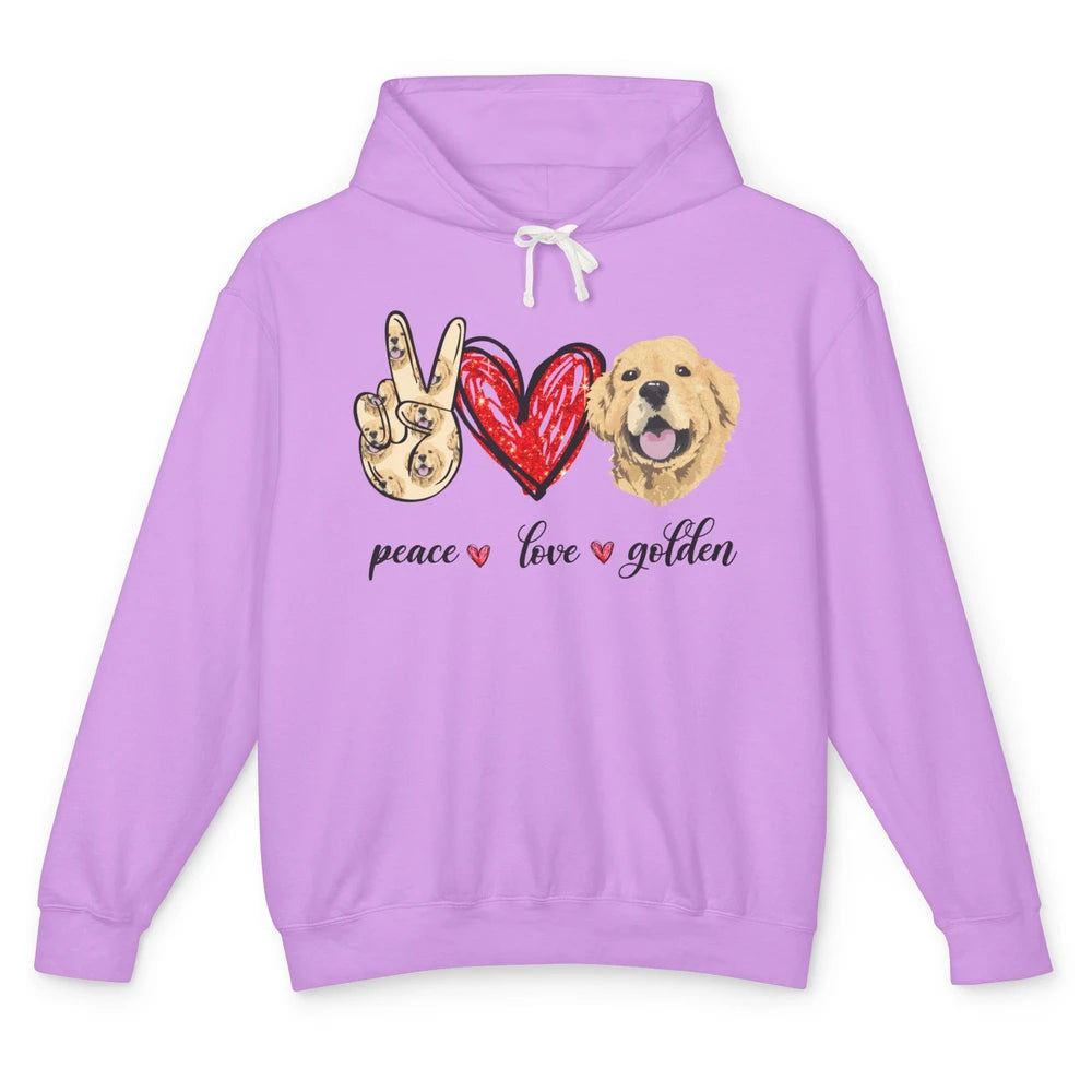 Peace Love Golden Dog Lover Golden Retriever Dad Mom Gift Unisex Lightweight Hoodie