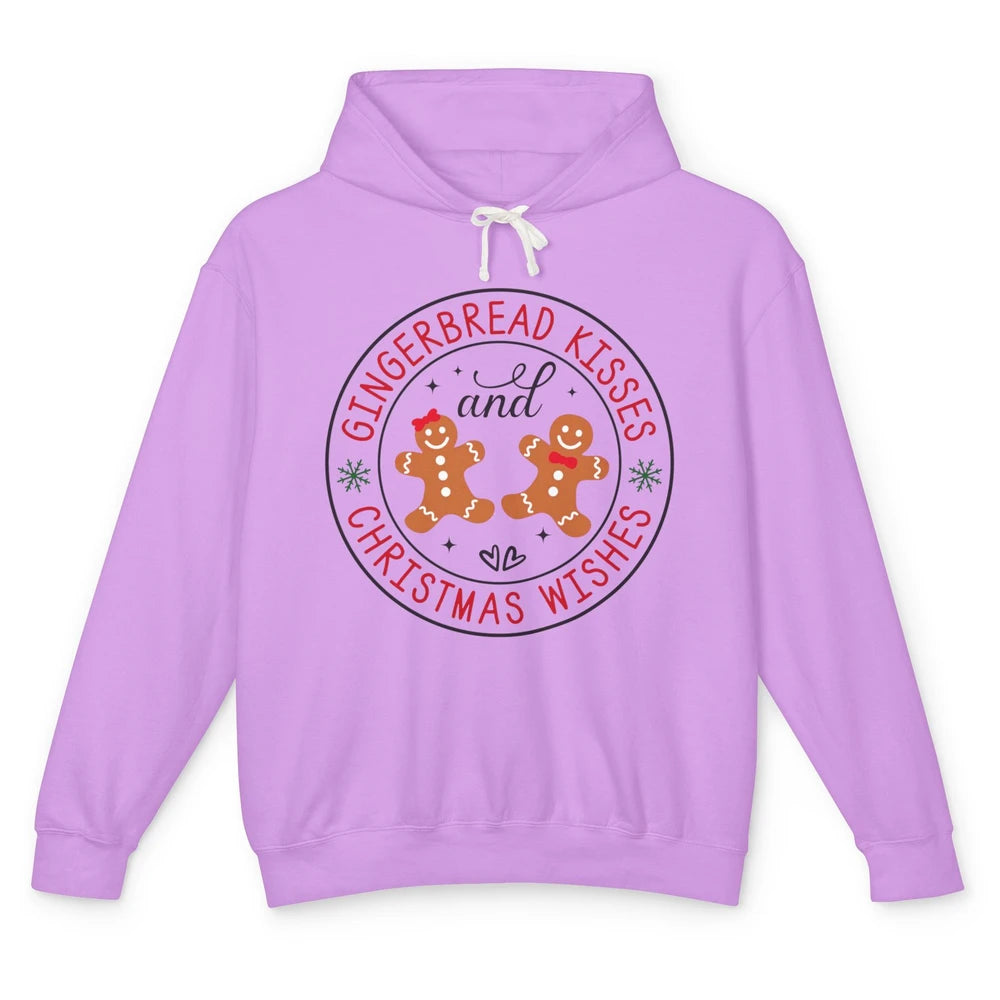 Christmas Gingerbread Kissed And Christmas Wishes Winter Unisex Lightweight Hoodie