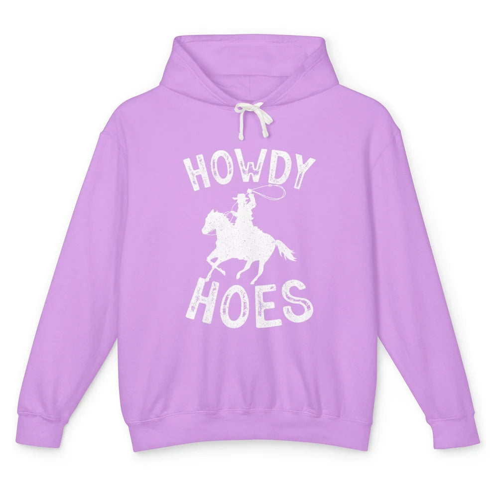 Retro Howdy Hoes Funny Cowboy Riding Horse Vintage Western Unisex Lightweight Hoodie