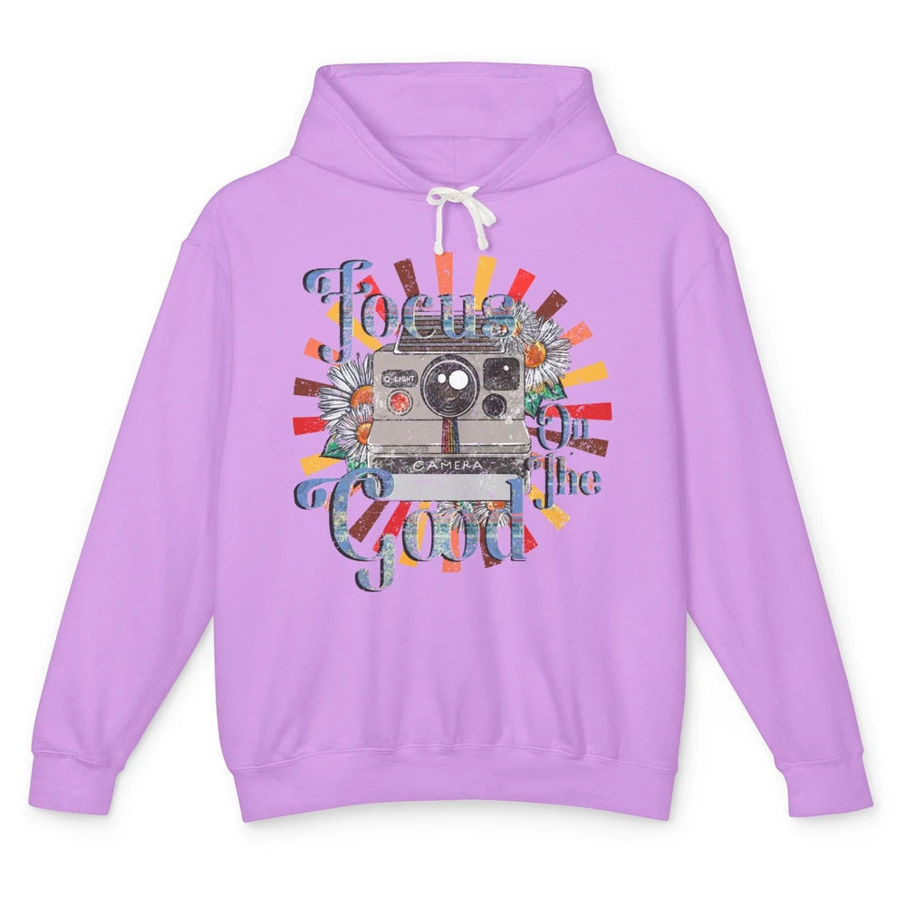 Photography Retro Camera Focus On The Good Photographer Life Unisex Lightweight Hoodie