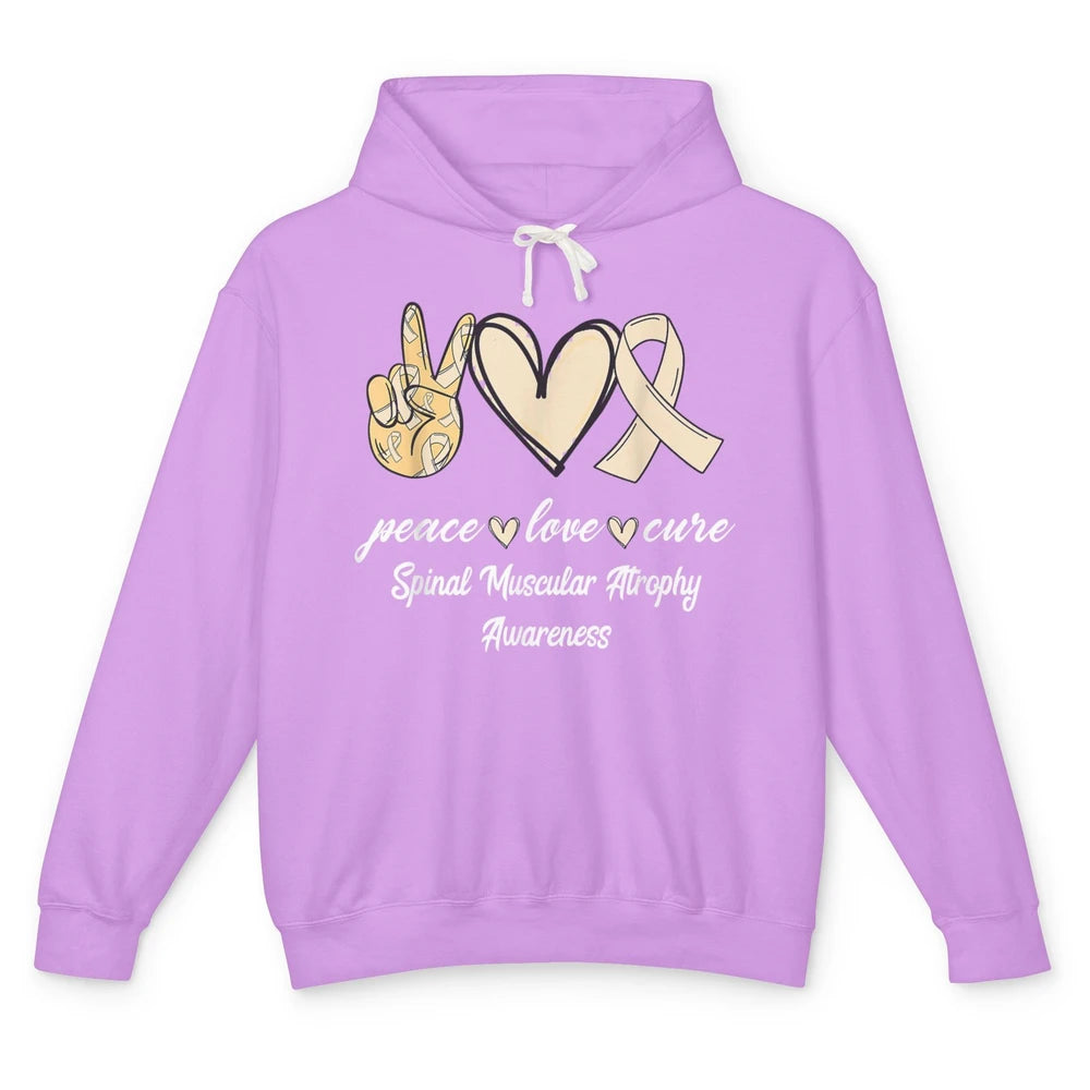 Peace Love Cure Cream Ribbon Spinal Muscular Atrophy SMA Unisex Lightweight Hoodie
