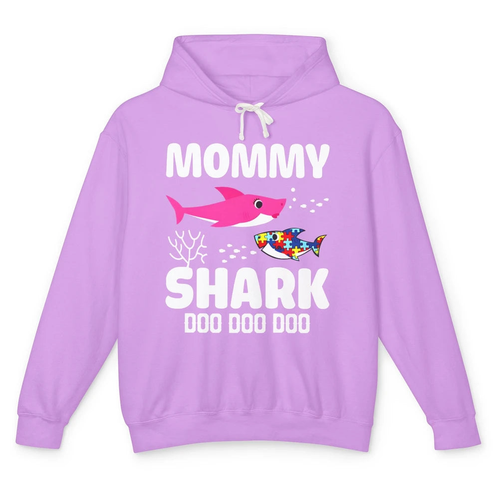 Mommy Shark Autism Shark Puzzle Autism Mom Autism Awareness Unisex Lightweight Hoodie