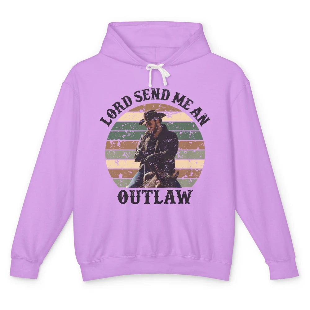 Retro Cowboy Horsing Lord Send Me An Outlaw Western Country Unisex Lightweight Hoodie