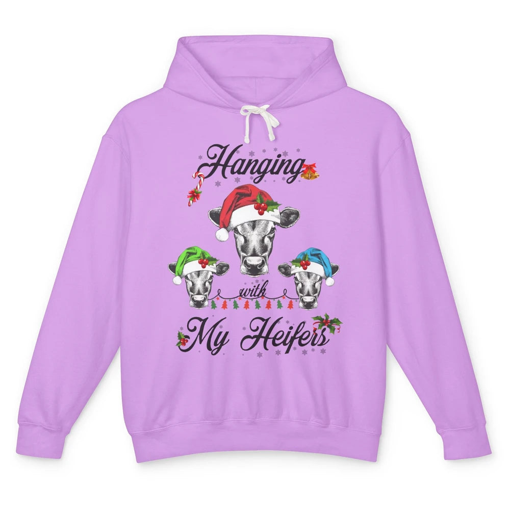 Funny Hanging With My Heifers Santa Heifer Christmas Costume Unisex Lightweight Hoodie