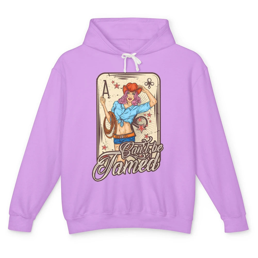 Retro Cowgirl Card Can't Be Tamed Western Country Midwest Unisex Lightweight Hoodie