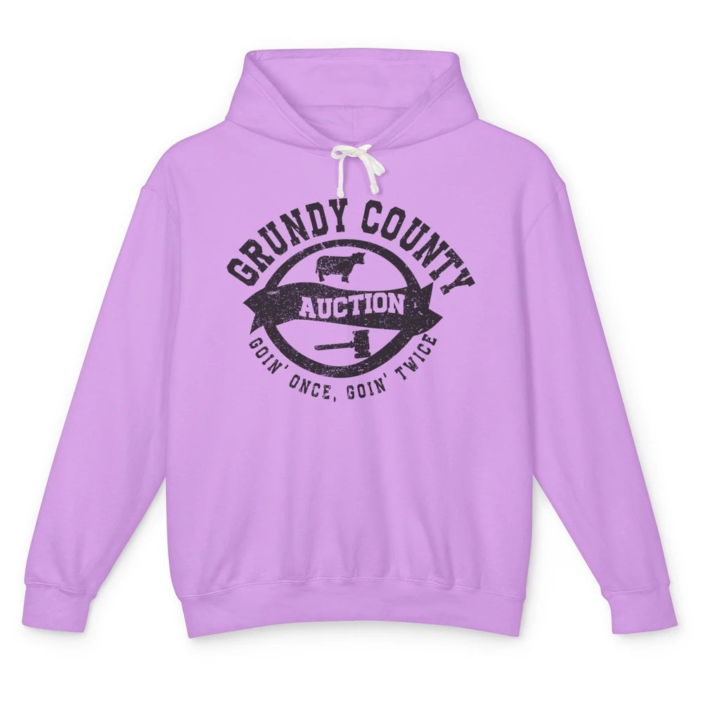 Retro Bull Skull Grundy County Auction Western Country Farm Unisex Lightweight Hoodie