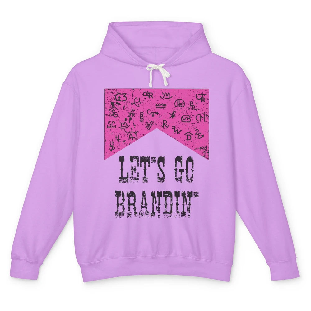 Retro Cowboy Hat Let's Go Brandin' Western Country Symbols Unisex Lightweight Hoodie