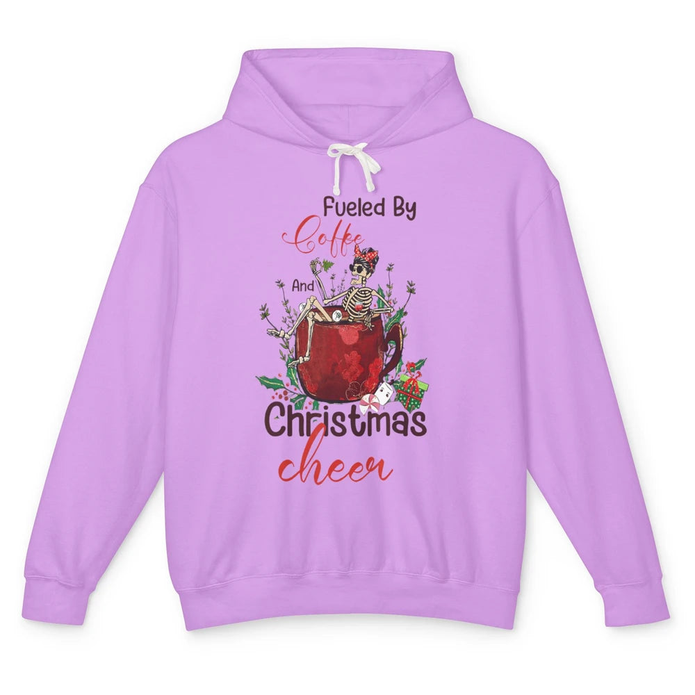 Merry Christmas Skeleton Drink Fueled By Coffee Xmas Latte Unisex Lightweight Hoodie