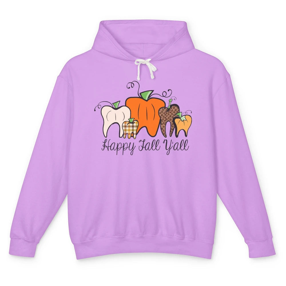 Funny Dentist Happy Fall Yall Pumpkin Teeth Dental Halloween Unisex Lightweight Hoodie
