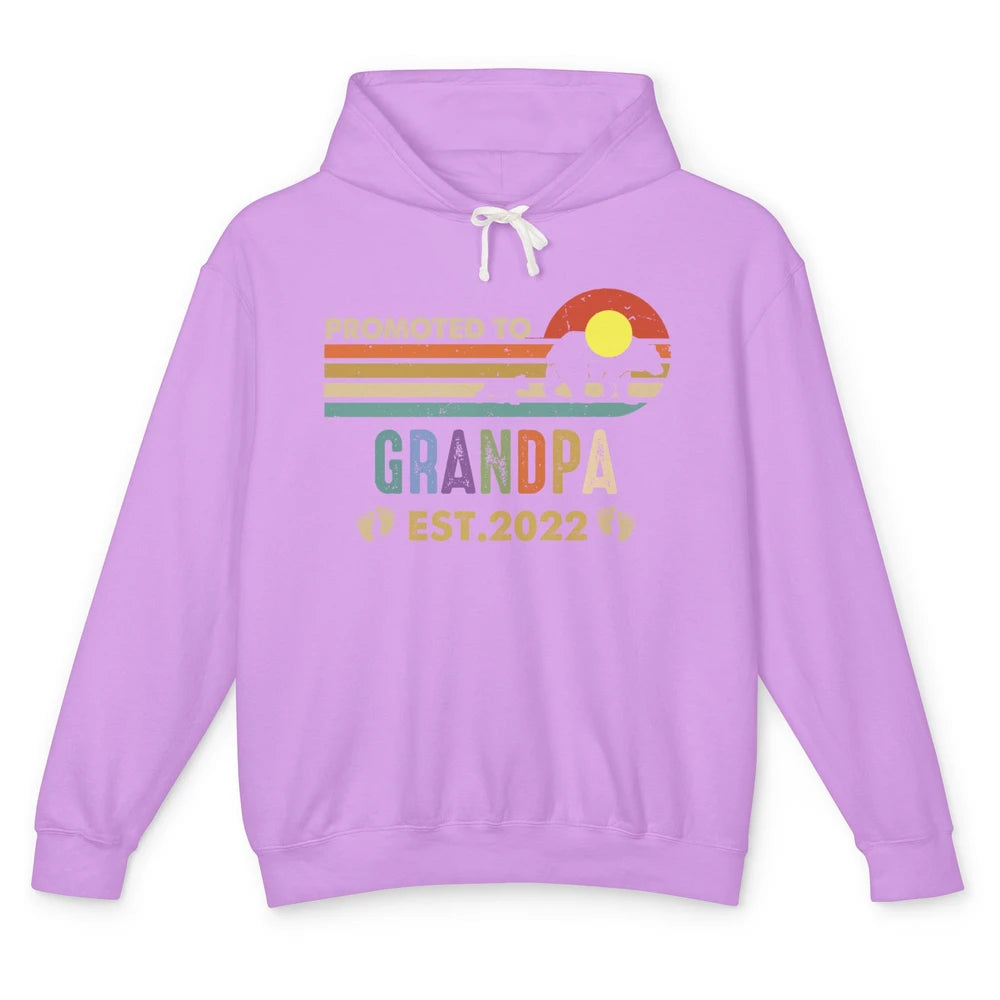 Retro Bear Sunset Promoted To Grandpa Est 2022 Grandpa Gift Unisex Lightweight Hoodie