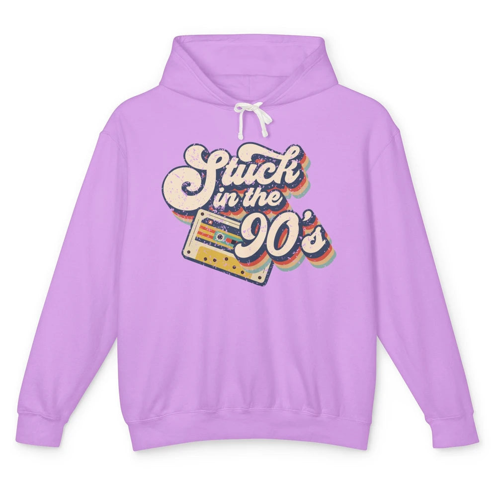 Retro Cassette Stuck In The 90s 1990s Born Birthday Day Gift Unisex Lightweight Hoodie