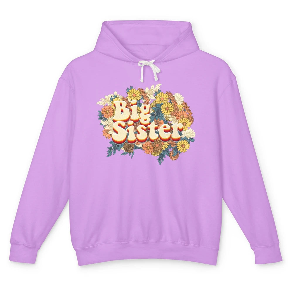 Retro Floral Big Sister Siblings Little Sister Gift Unisex Lightweight Hoodie