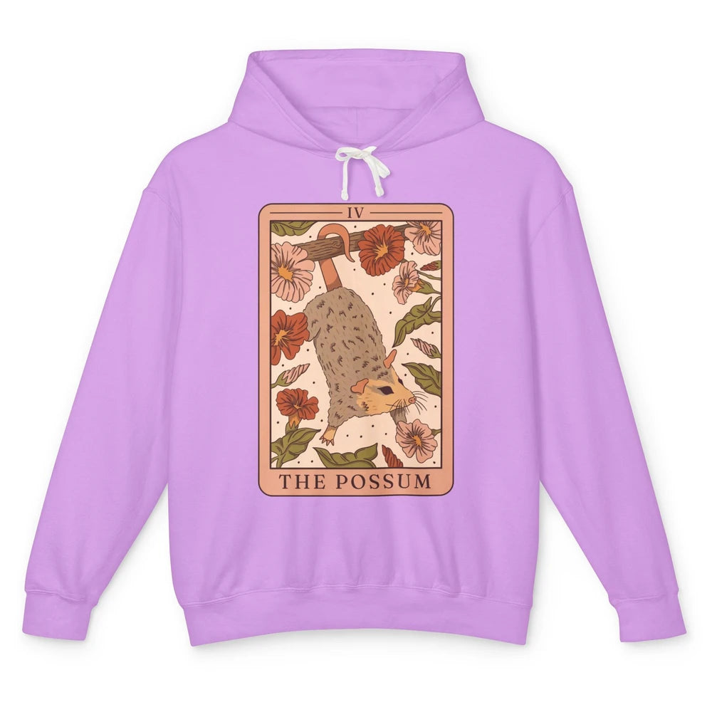 Possum Tarot Card Floral Possum Cat Lovers Team Trash Unisex Lightweight Hoodie