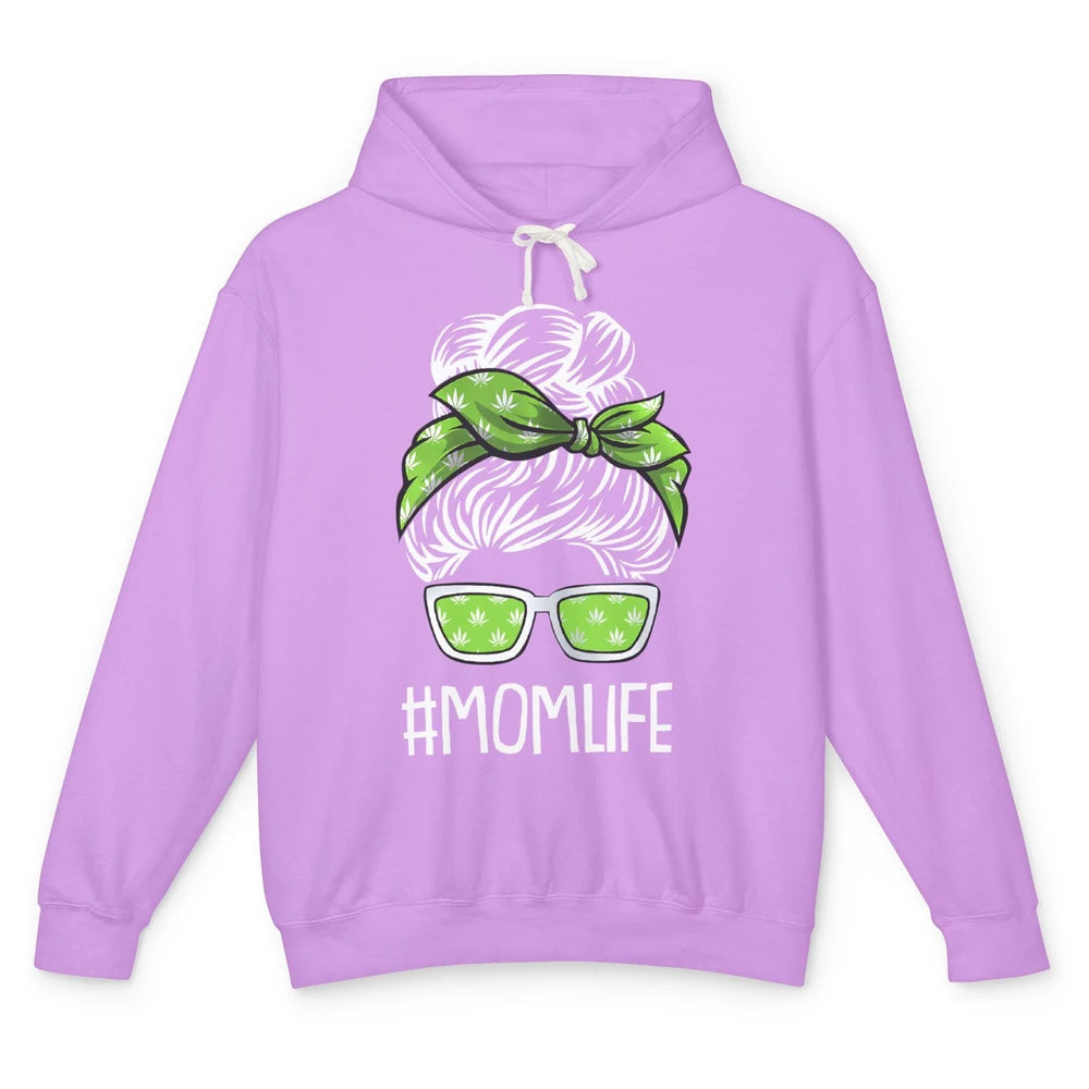 Mom Life Women Cannabis Weed Mom Lady Bun Unisex Lightweight Hoodie