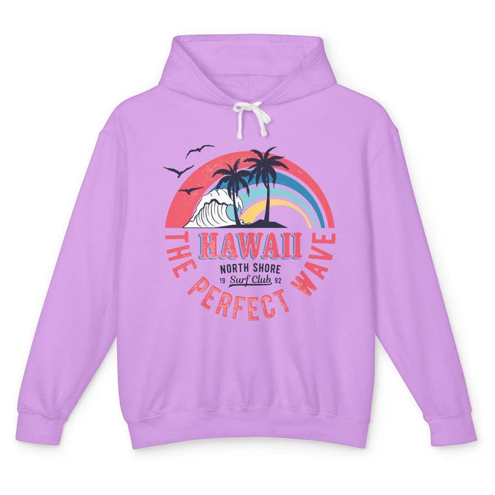 Retro Hawaii North Shore Surf Club Beach Palms Vintage 1980s Unisex Lightweight Hoodie