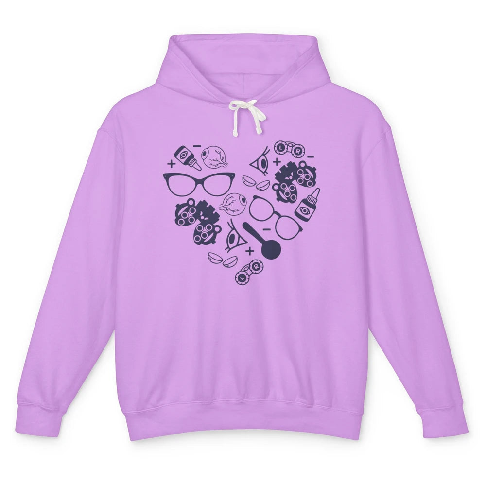 Optometrist Love Heart Symbols Optician Eye Doctor Gift Unisex Lightweight Hoodie