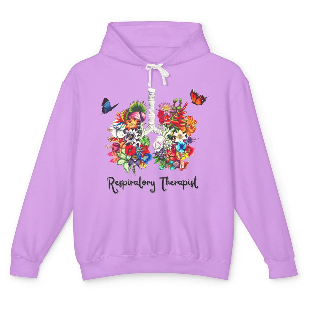 Respiratory Therapy Floral Lung Respiratory Therapist Gift Unisex Lightweight Hoodie
