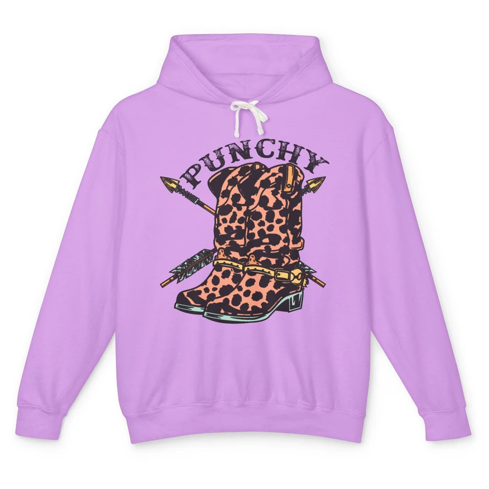 Retro Cowgirl Boots Leopard Punchy Western Country Cowboy Unisex Lightweight Hoodie