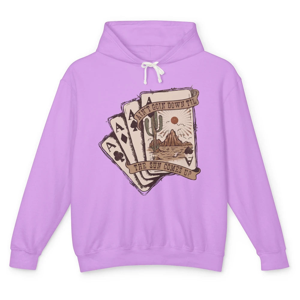 Retro Desert Sunset Cards Ain't Going Down Western Country Unisex Lightweight Hoodie