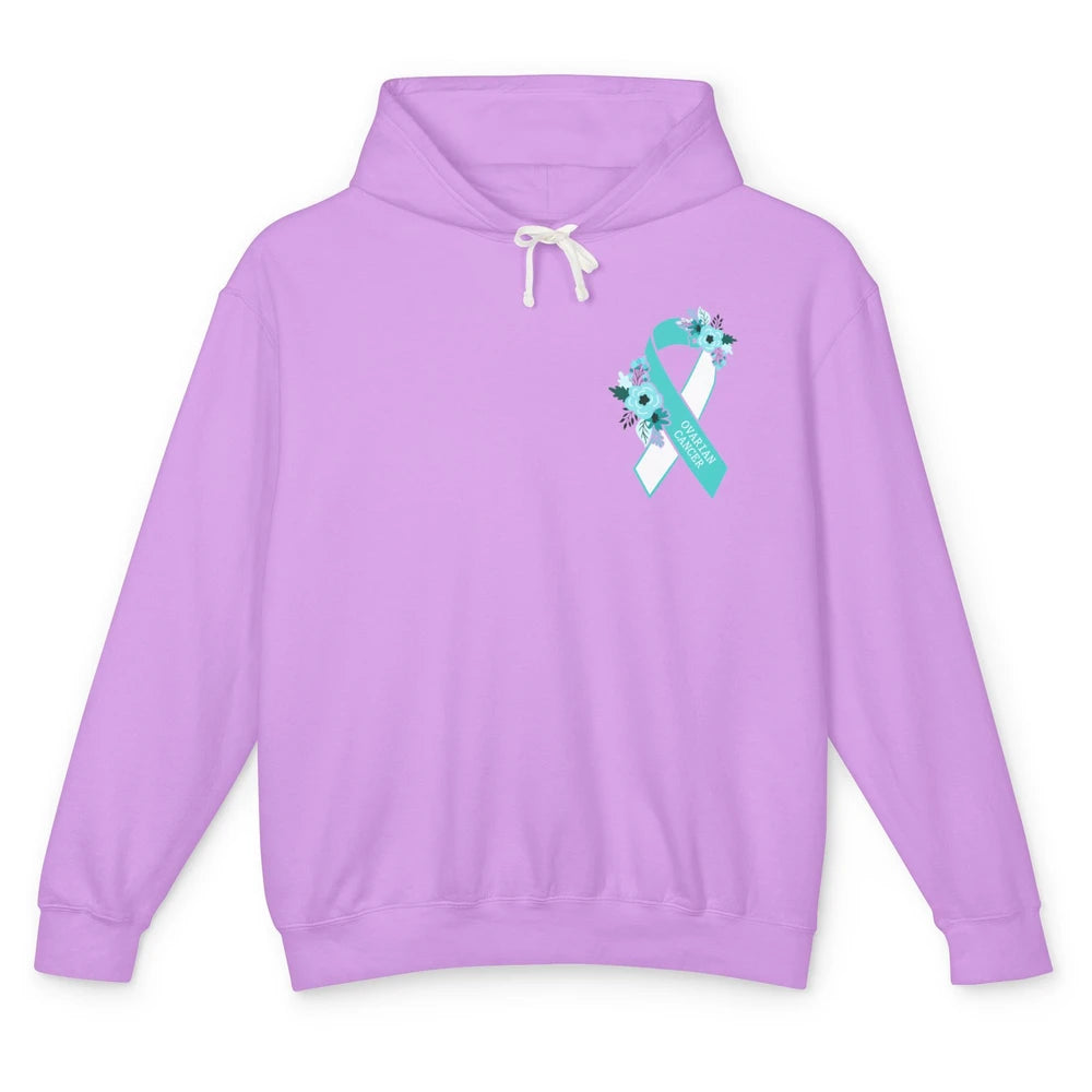 Ovarian Cancer Awareness Support Turquoise Ribbon Pocket Sz Unisex Lightweight Hoodie