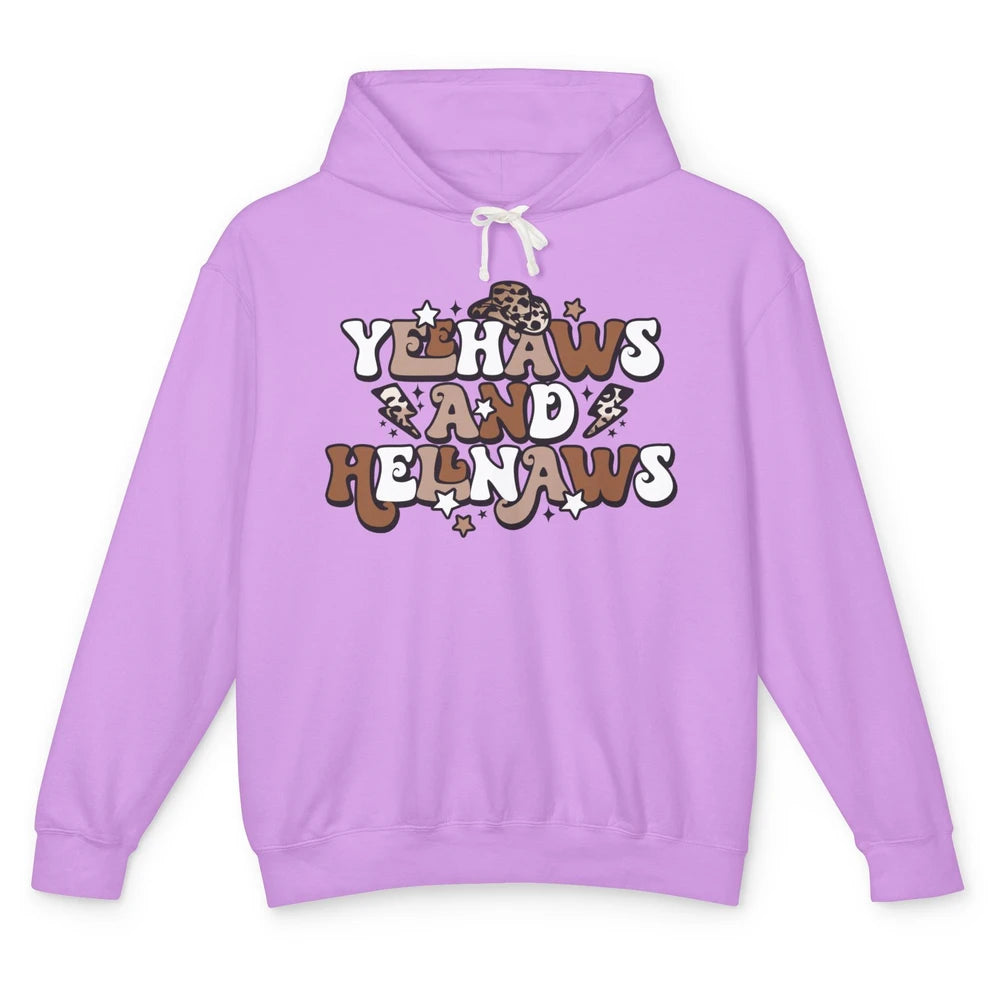 Leopard Yeehaws & Hellnaw Western Country Cowgirl Cowboy Hat Unisex Lightweight Hoodie