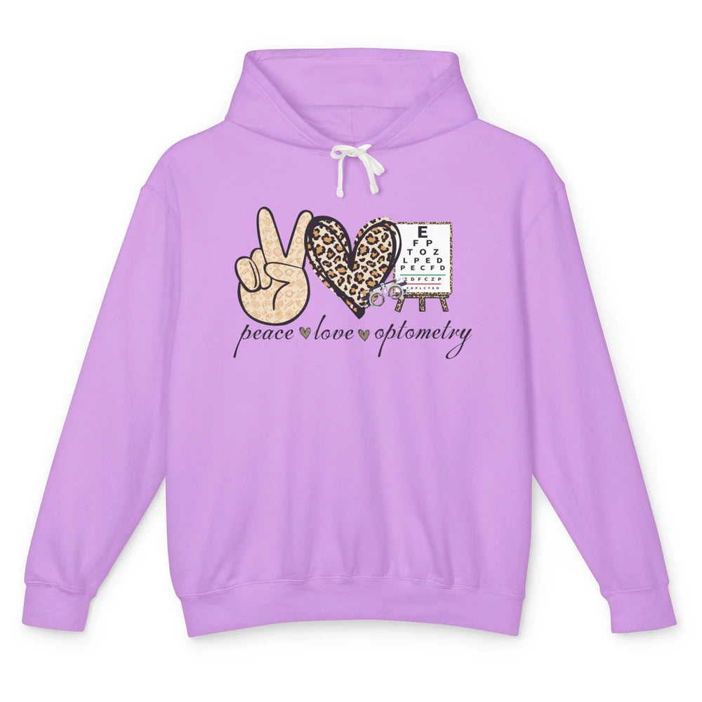 Peace Love Optometry Leopard Optometrist Optician Life Gift Unisex Lightweight Hoodie