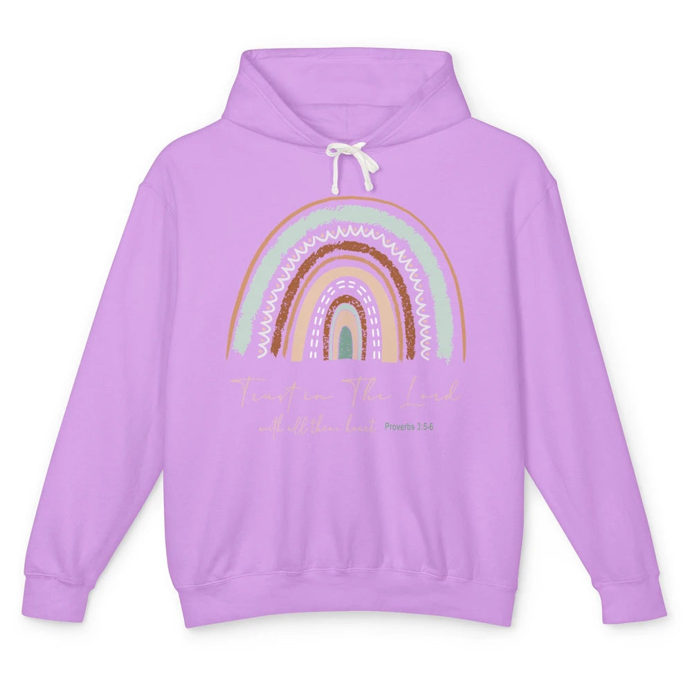 Rainbow Trust In The Lord With All Heart Christian Religious Unisex Lightweight Hoodie
