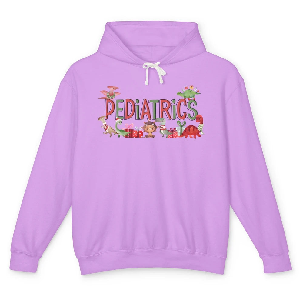Pediatrics Christmas PEDS Nurse Dinosaur Xmas Physical Nurse Unisex Lightweight Hoodie
