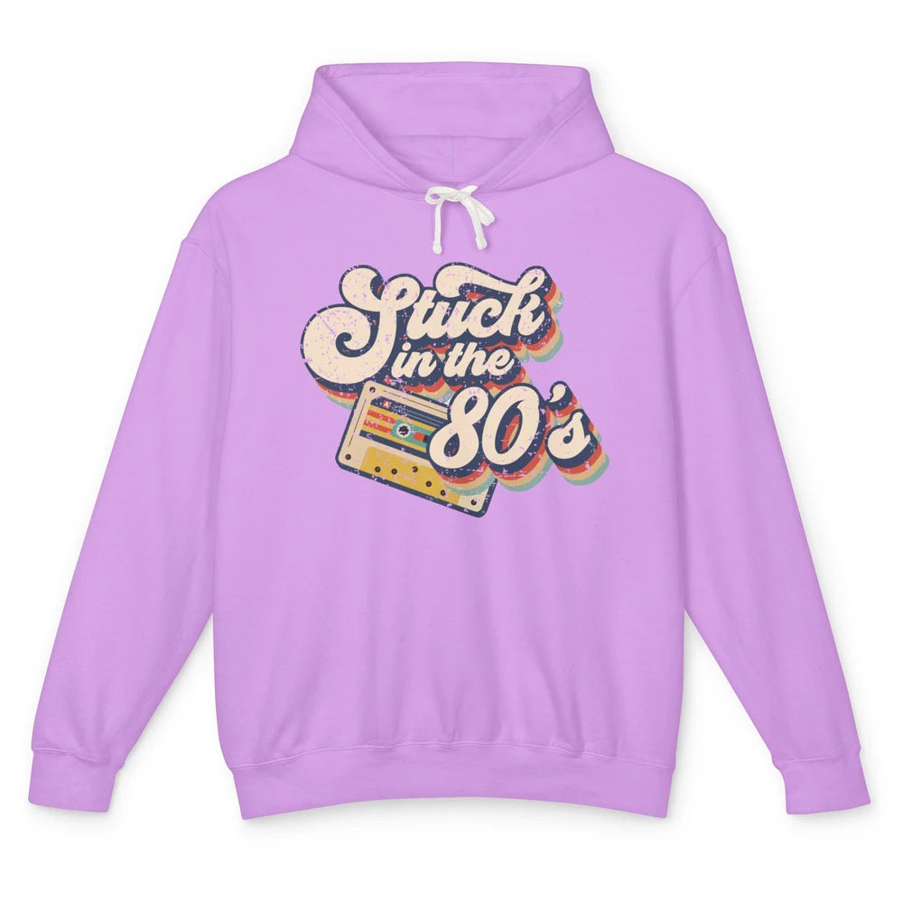 Retro Cassette Stuck In The 80s 1980s Born Birthday Day Gift Unisex Lightweight Hoodie