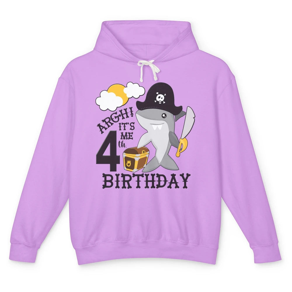 Pirate Shark 4th Birthday Party 4th Birthday Boy Girl Gift Unisex Lightweight Hoodie