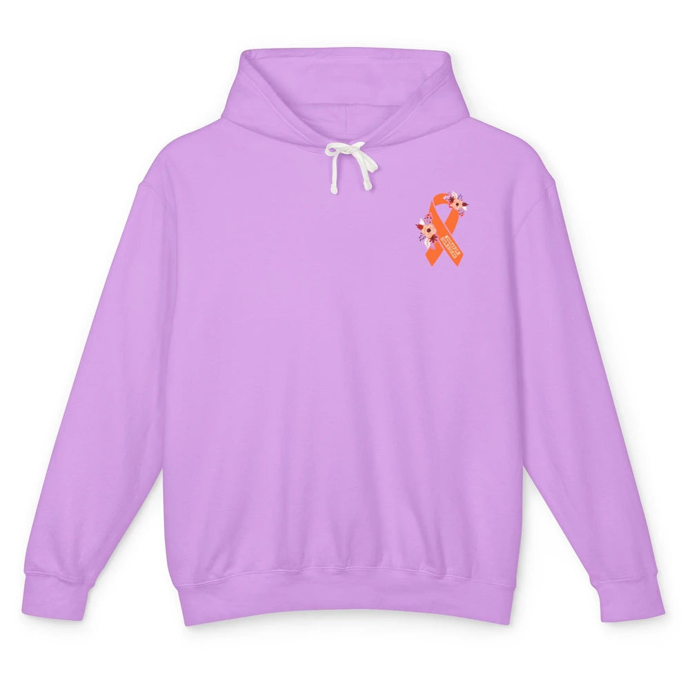 Multiple Sclerosis Awareness Floral Orange Ribbon Rainbow Unisex Lightweight Hoodie