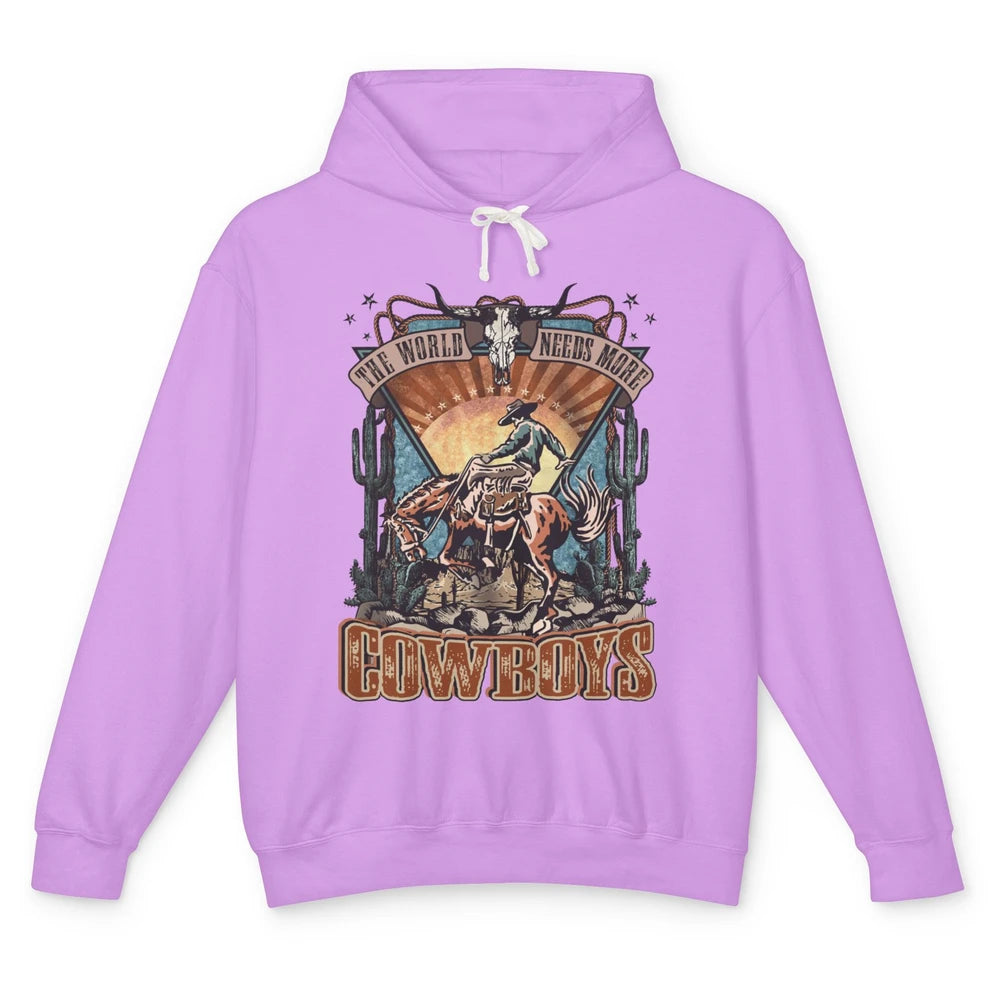Retro Desert Cowboy Horsing World Needs More Cowboy Western Unisex Lightweight Hoodie