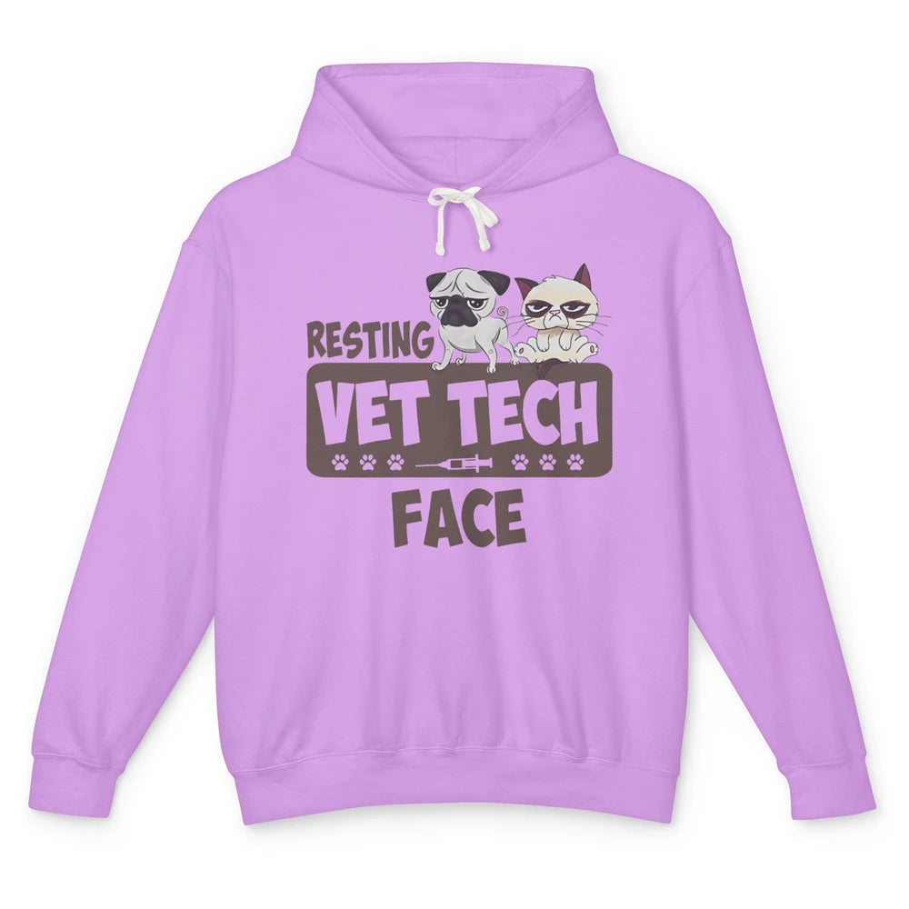 Resting Vet Tech Animal Face Nurse Veterinarian Dog Cat Paw Unisex Lightweight Hoodie