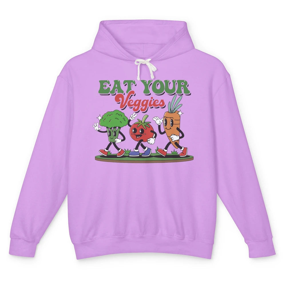 Retro Farm Fruit Eat Your Veggies Gardening Vegan Farmer Unisex Lightweight Hoodie