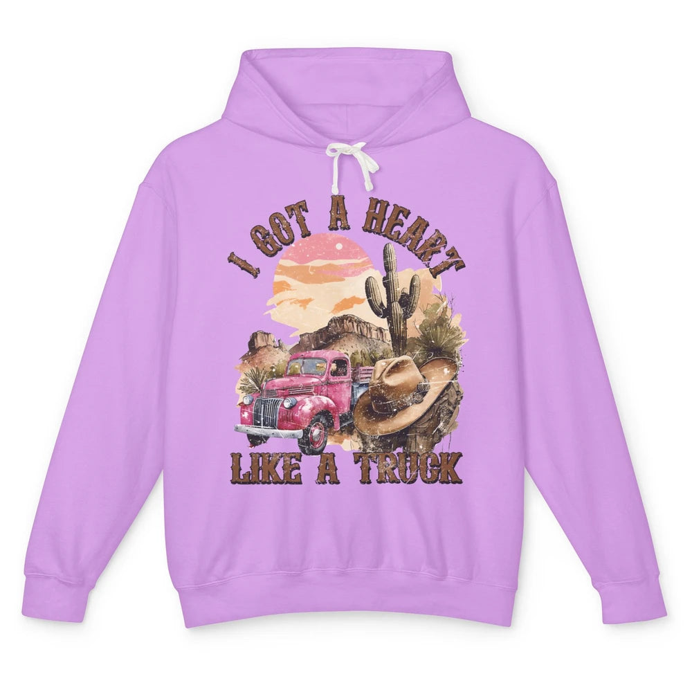 Retro Desert I Got A Heart Like A Truck Western Country Girl Unisex Lightweight Hoodie