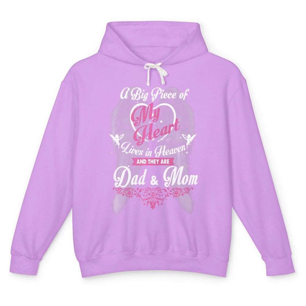 Parents Heaven Dad And Mom In Heaven Angel Wings Guardian Unisex Lightweight Hoodie